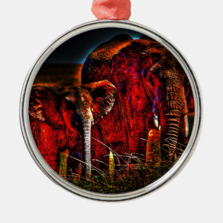 Elefantenmutter und Kalb Silbernes Ornament