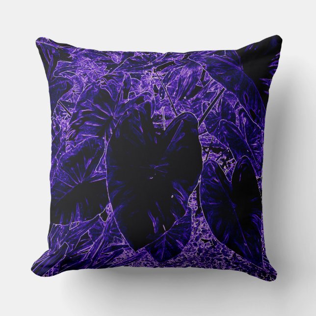 Elefantenohr-Blätter in Tief Lila Kissen (Vorderseite)