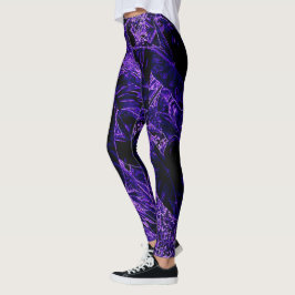 Elefantenohr-Blätter in Tief Lila Leggings