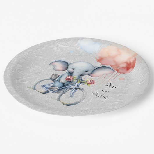 Elefantenpapierplatte für Wasserfarbenzyklen Pappteller (Schrägansicht)