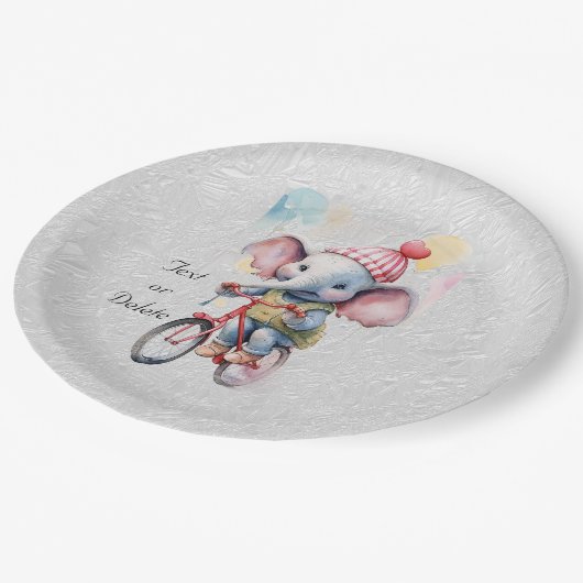 Elefantenpapierplatte für Wasserfarbenzyklen Pappteller (Schrägansicht)