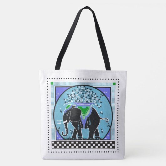 Elefantenparade in Aqua Tasche (Vorderseite)