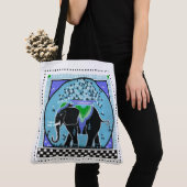 Elefantenparade in Aqua Tasche (Von Nahem)