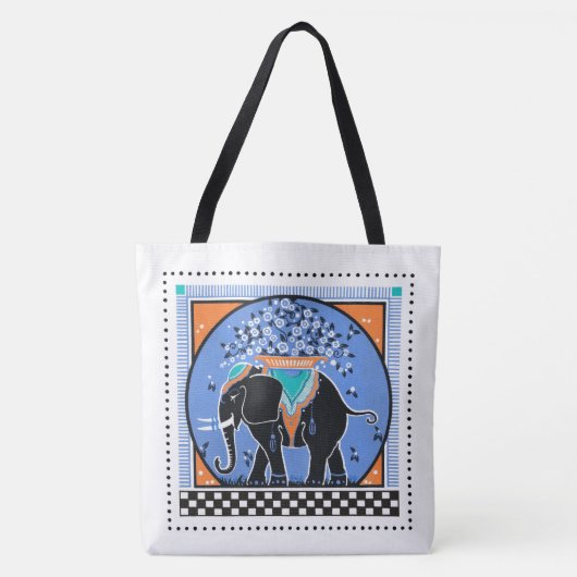 Elefantenparade in Blau Tasche (Vorderseite)