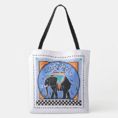 Elefantenparade in Blau Tasche (Rückseite)