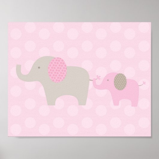 Elefantenparade Rosa Taupe Kinderzimmer Wand druck Poster (Vorne)