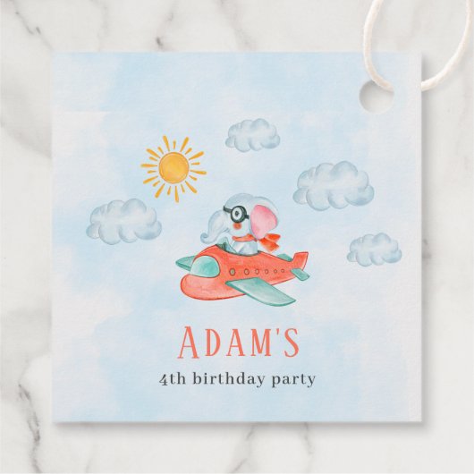 Elefantenpilote Geburtstagsfeier Geschenkanhänger (Rückseite)