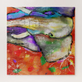 Elefantenpuzzle - Abstrakter Doodle-Tintenstil Puzzle (Horizontal)