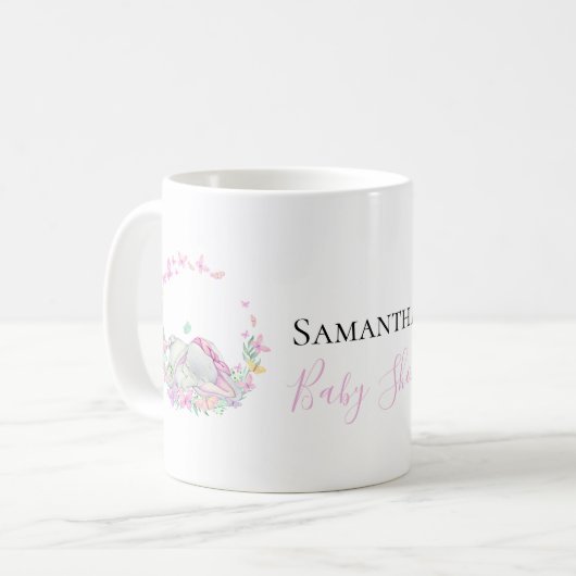 Elefantenrosa Schmetterlinge Kaffee Tasse (Vorderseite Links)