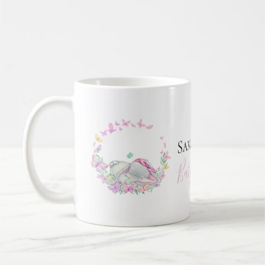 Elefantenrosa Schmetterlinge Kaffee Tasse (Links)