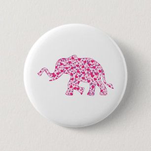 Elefantenrosa und Lila Herzen Button