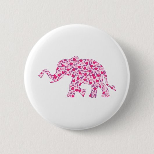 Elefantenrosa und Lila Herzen Button (Vorderseite)