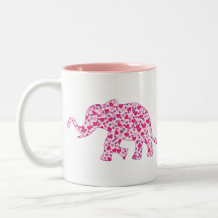 Elefantenrosa und Lila Herzen Zweifarbige Tasse