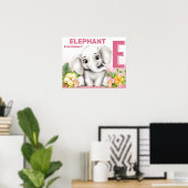Elefantensafari-Alphabet-Tabelle Poster (Heimbüro)