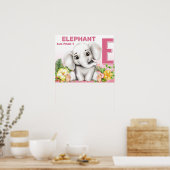 Elefantensafari-Alphabet-Tabelle Poster (Küche)
