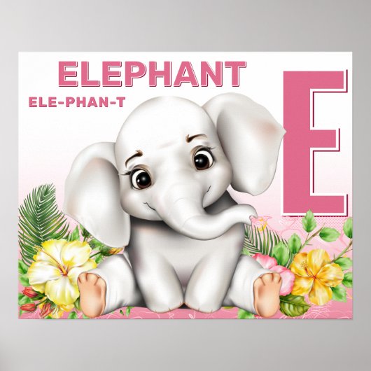 Elefantensafari-Alphabet-Tabelle Poster (Vorne)