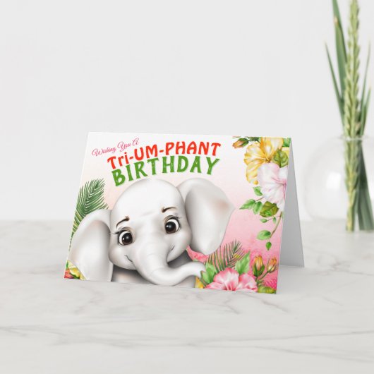 Elefantensafari-Geburtstag Karte (Vorderseite)