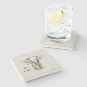 Elefantensafari-Tier-Faux-Linen Steinuntersetzer (Seitenansicht)