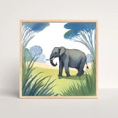 Elefantensafari | Wunderschöne Natur Aquarell  Poster