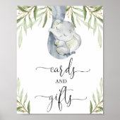 Elefantensafarikarten und Geschenke Babyduschzeich Poster (Vorne)