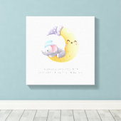 Elefantenschlafen auf dem Mond Personalisierte Geb Leinwanddruck (Insitu (Holzboden))