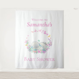 Elefantenschlafgelegenheiten Babydusche Hintergrun Wandteppich