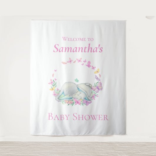 Elefantenschlafgelegenheiten Babydusche Hintergrun Wandteppich (Vorderseite)