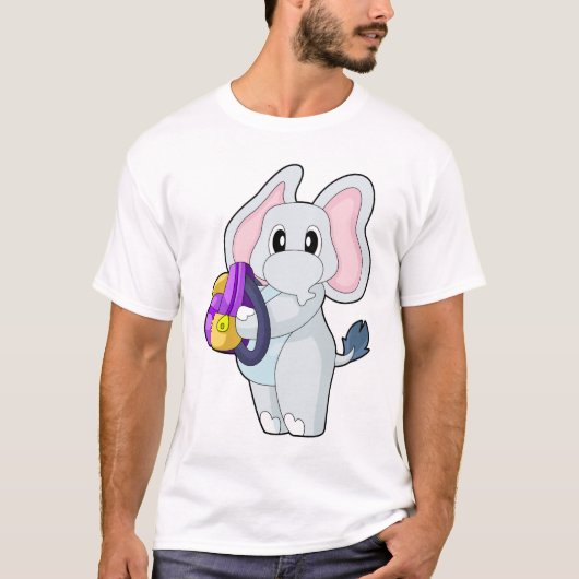 Elefantenschüler-Rucksack-Schule T-Shirt (Vorderseite)