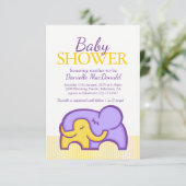 Elefantenschwanzdusche lila gelbe Einladung (Stehend Vorderseite)