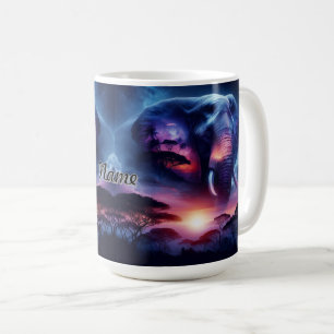 Elefantensilhouette bei Sonnenuntergang  Kaffeetasse