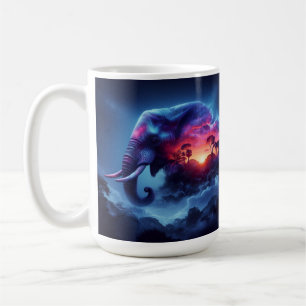 Elefantensilhouette verschmilzt mit lebendiger Son Kaffeetasse