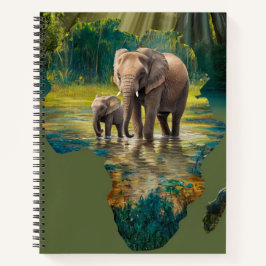 Elefantenspaziergang durch afrikanische Gewässer Notizblock