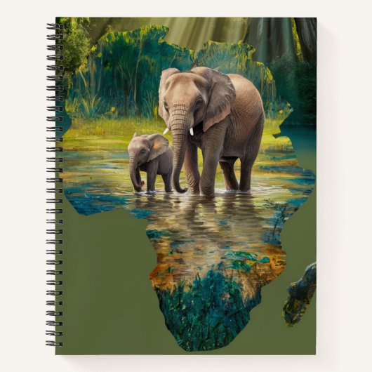 Elefantenspaziergang durch afrikanische Gewässer Notizblock (Vorderseite)