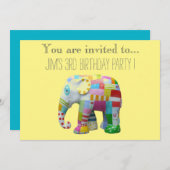 Elefantenspielzeug-Säugling oder Kleinkind-Geburts Einladung (Vorne/Hinten)