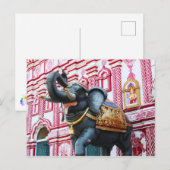 Elefantenstatue außerhalb des Tempels, Sirsi Postkarte (Vorne/Hinten)