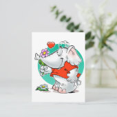 Elefantensüße mit Blume Postkarte (Stehend Vorderseite)