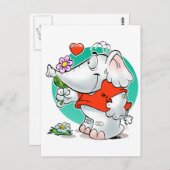 Elefantensüße mit Blume Postkarte (Vorne/Hinten)