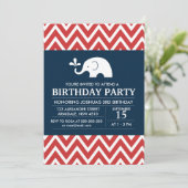 Elefantenthema Geburtstagsjunge Party Einladung (Stehend Vorderseite)