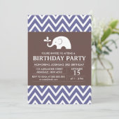 Elefantenthema Geburtstagsjunge Party Einladung (Stehend Vorderseite)