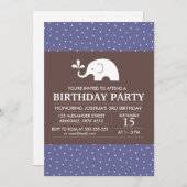 Elefantenthema Geburtstagsjunge Party Einladung (Vorne/Hinten)