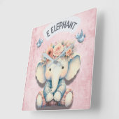 Elefantenthematik: Adorable Décor Wall Clock Quadratische Wanduhr (Winkel)