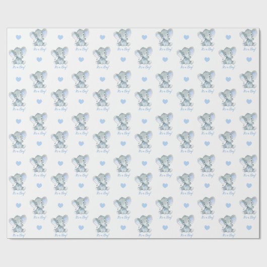 Elefantenumhüllungspapier (blau Personalisiert) Geschenkpapier (Flach)
