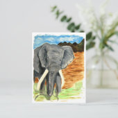 Elefantenwasserfarbe mit Bergen Postkarte (Stehend Vorderseite)