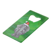 Elefantenweihnacht auf Grün Kreditkarten Flaschenöffner (Vorderseite Schrägansicht)