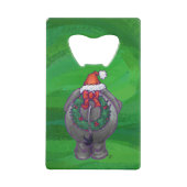 Elefantenweihnacht auf Grün Kreditkarten Flaschenöffner (Rückseite)