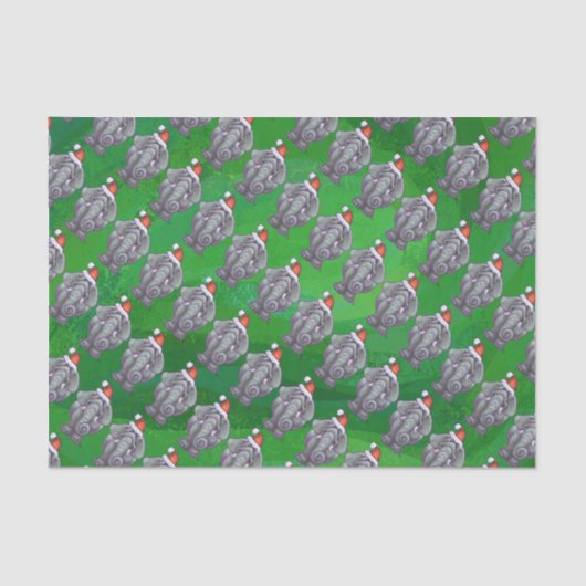 Elefantenweihnacht auf Grün Seidenpapier (Vorderseite)