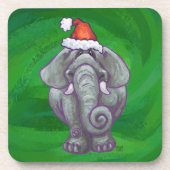 Elefantenweihnacht auf Grün Untersetzer (Vorderseite)
