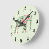 Elefantenwörterwolke Runde Wanduhr (Winkel)