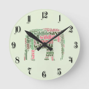 Elefantenwörterwolke Runde Wanduhr