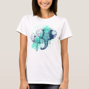 Elefantenzeile zeichnend Tätowierillustrierung T-Shirt